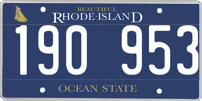 RI license plate 190953