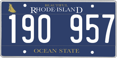 RI license plate 190957