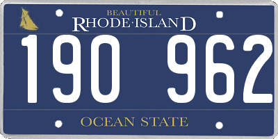 RI license plate 190962