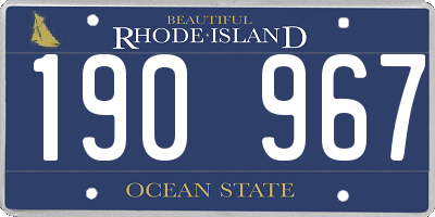 RI license plate 190967