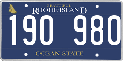 RI license plate 190980