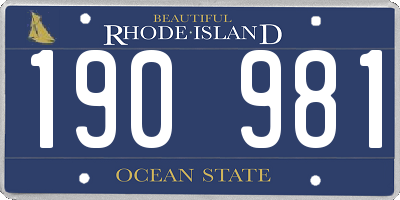 RI license plate 190981