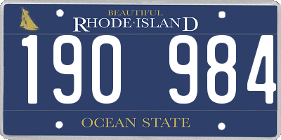 RI license plate 190984