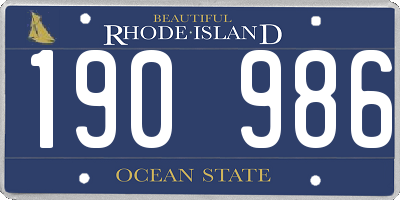 RI license plate 190986
