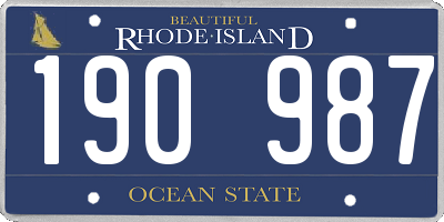 RI license plate 190987
