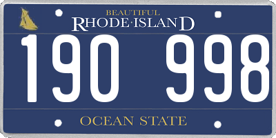 RI license plate 190998