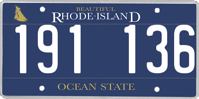 RI license plate 191136