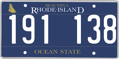 RI license plate 191138