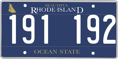 RI license plate 191192