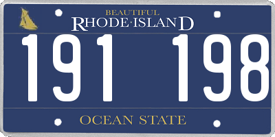 RI license plate 191198