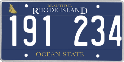 RI license plate 191234