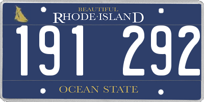 RI license plate 191292