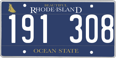 RI license plate 191308