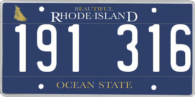 RI license plate 191316