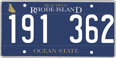 RI license plate 191362