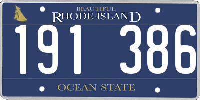 RI license plate 191386