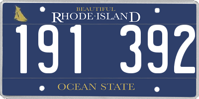 RI license plate 191392