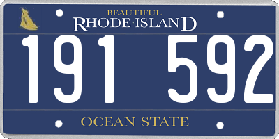 RI license plate 191592