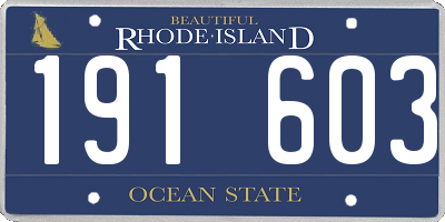 RI license plate 191603