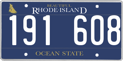 RI license plate 191608