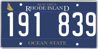 RI license plate 191839