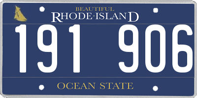 RI license plate 191906