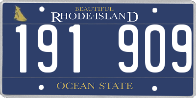 RI license plate 191909