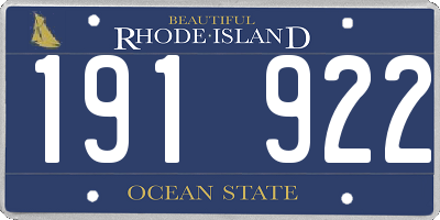 RI license plate 191922