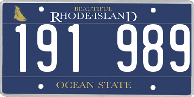 RI license plate 191989