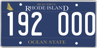 RI license plate 192000