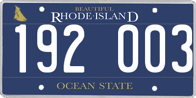 RI license plate 192003