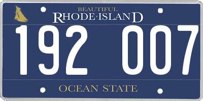 RI license plate 192007