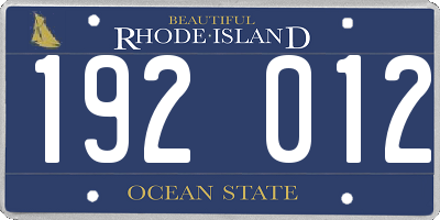 RI license plate 192012