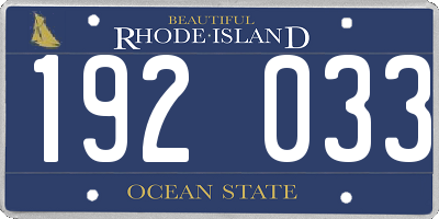 RI license plate 192033