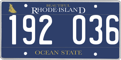 RI license plate 192036