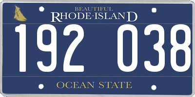 RI license plate 192038