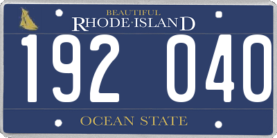 RI license plate 192040