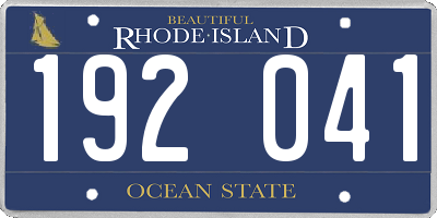 RI license plate 192041