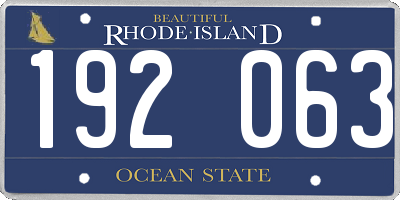 RI license plate 192063