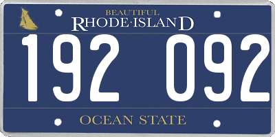 RI license plate 192092