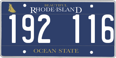 RI license plate 192116