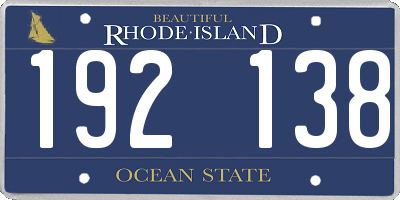 RI license plate 192138