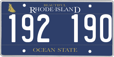 RI license plate 192190