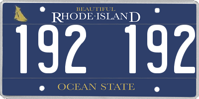 RI license plate 192192