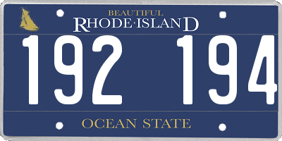 RI license plate 192194