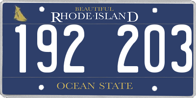 RI license plate 192203