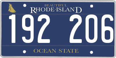 RI license plate 192206