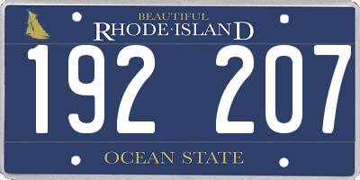 RI license plate 192207