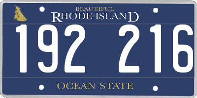 RI license plate 192216