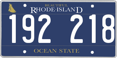 RI license plate 192218